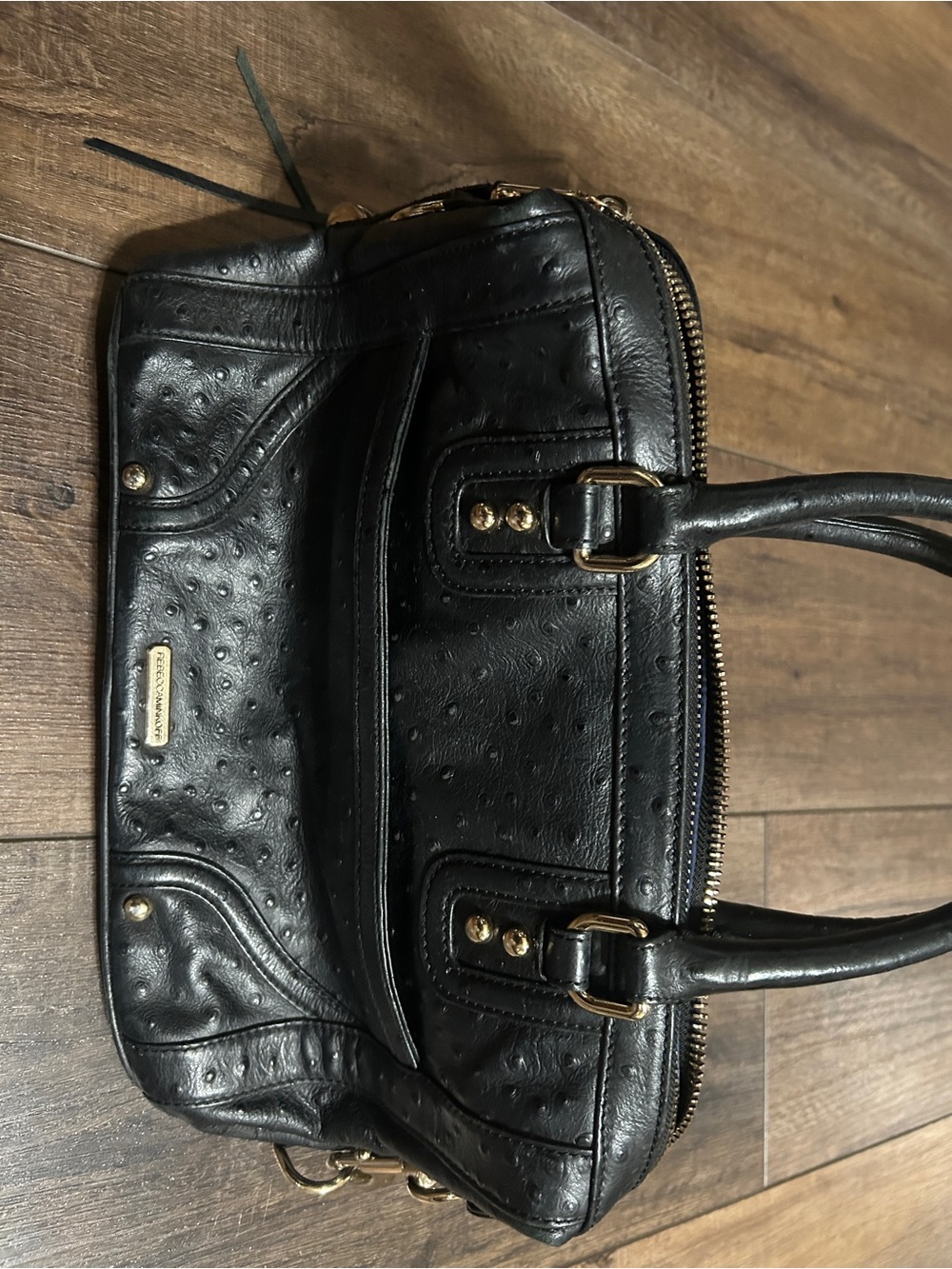 Rebecca Minkoff Bag Black Ostrich-Embossed Leather